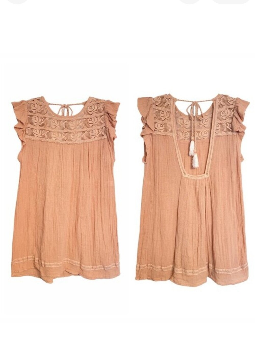 Jen's Pirate Booty Gauzy Cotton Flutter Sleeve Mini Dress Cover Up